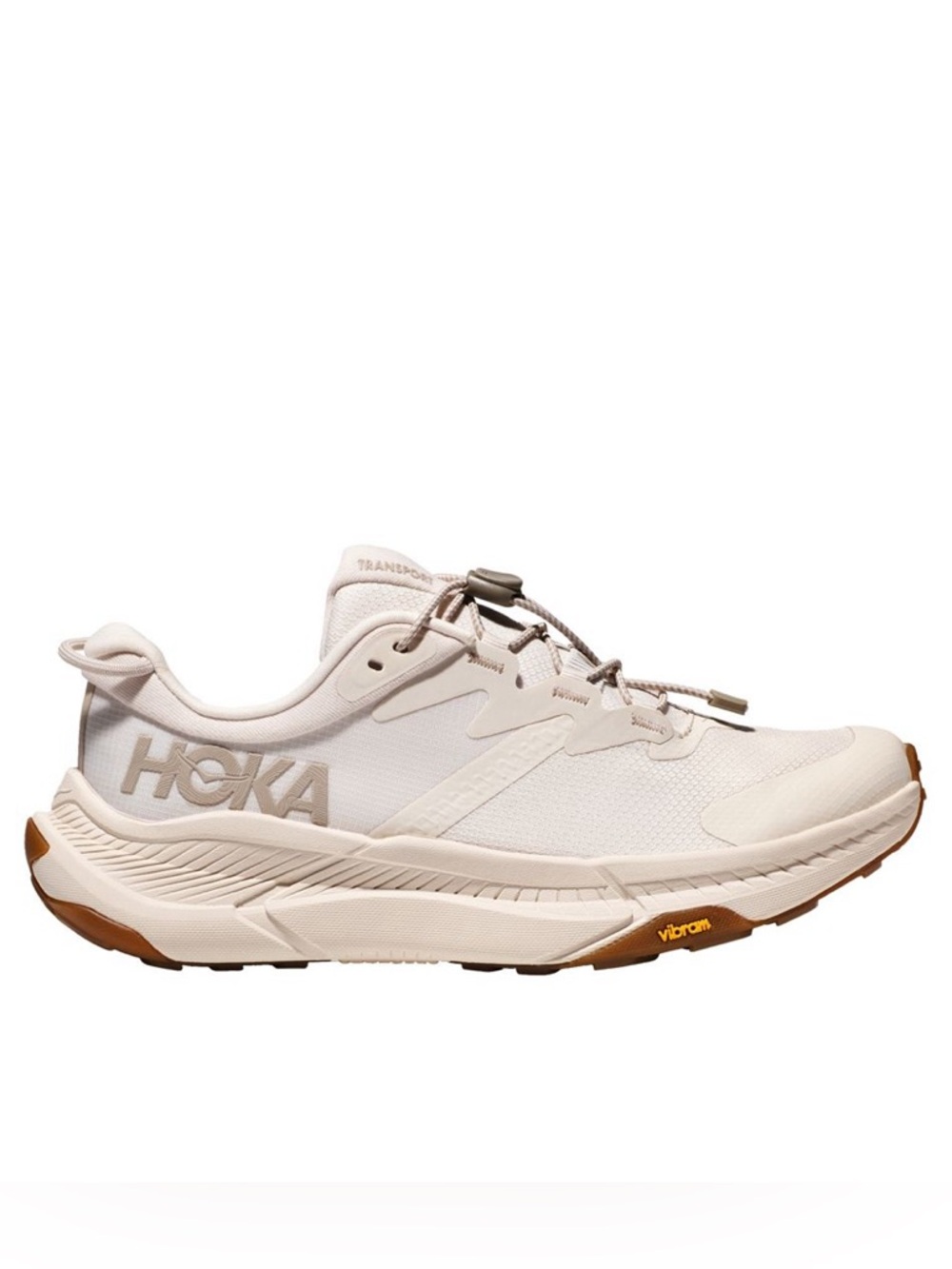 Hoka Neutral Beige Trail Runner with Brown Outsole
